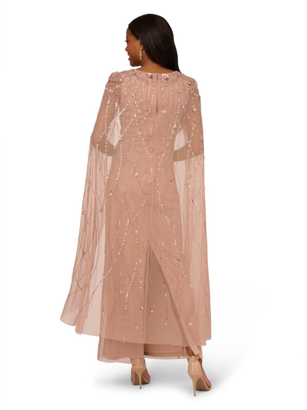 Women's Beaded Cape Long Dress