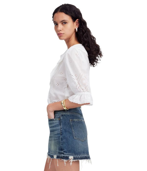 Women's 5 Pocket Postage Stamp Denim Mini in Croswell