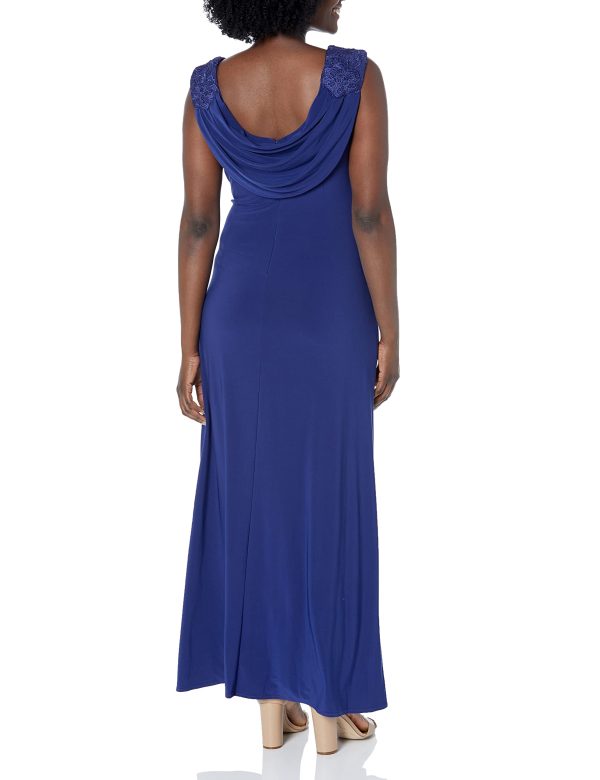 Women's Long Cowl Back Mother of The Bride Dress, Formal Event, Wedding Guest Gown (Petite and Regular Sizes)