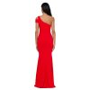 Women's Long One Shoulder Sleeveless Stretch Scuba Crepe Sheath Gown