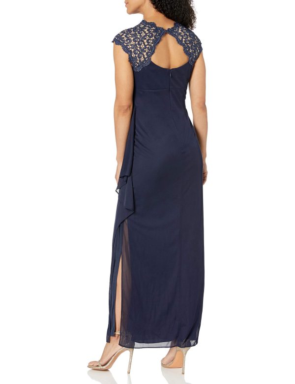 Women's Long Cap Sleeve Side Ruched Gown (Petite and Regular Sizes)