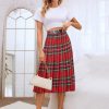Women's Girls A-Line Long Pleated High Waist Fashion Skirt, School Uniform Cosplay