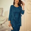 Women's Sequin Dress - Wedding Guest & Mother of The Bride Formal Dress - Two Piece Knee Length