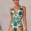 Women's Bathing Suit Printed Wrap Tummy Control One Piece V Neck Crisscross Swimsuit and Skirt