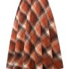 Long Plaid Wool Skirt for Womens Winter Fall Warm High Elastic Waist A line Flared Pleated Wool Tartan Skirts
