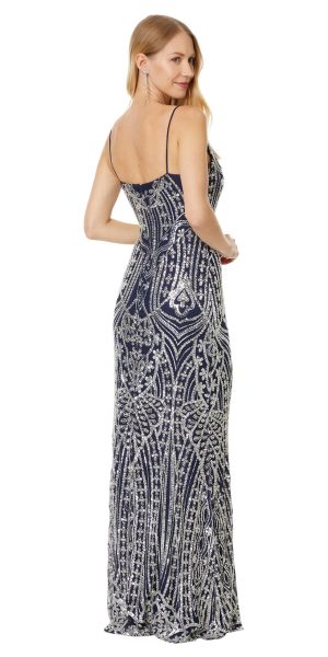 Women's Long Beded Sequin Placement Slit