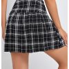 Women Plaid Print High Waist Pleated Skirt Trendy Short Skirts