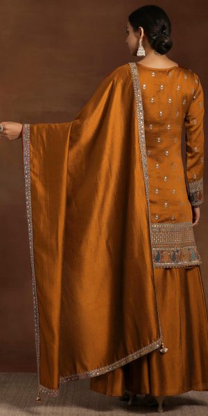Women's Silk Blend Embroidery Anarkali Kurta Pant Set with Dupatta Salwar Suit Set for Women