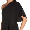 Women's Size One Shoulder Crepe Melania Jumpsuit Plus