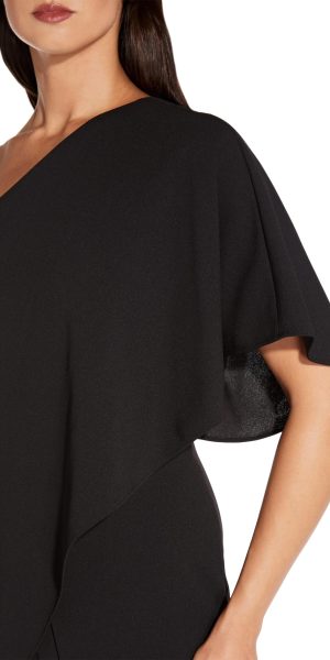 Women's Size One Shoulder Crepe Melania Jumpsuit Plus