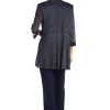 Women's Plus Size Two Piece Metalic Rib Pant Set Missy