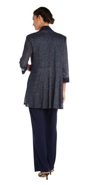 Women's Plus Size Two Piece Metalic Rib Pant Set Missy