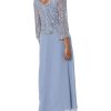 Women's Petite Scoop Neck 3/4 Sleeve Beaded Dress