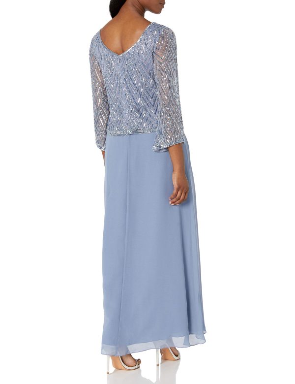 Women's Petite Scoop Neck 3/4 Sleeve Beaded Dress