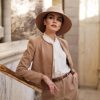 Wool Blend Tweed Blazers for Women Business Casual Knit Blazer Cropped Jacket for Women