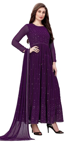 Women's Georgette Embroidery Salwar Suit Anarkali Kurta Set with Dupatta