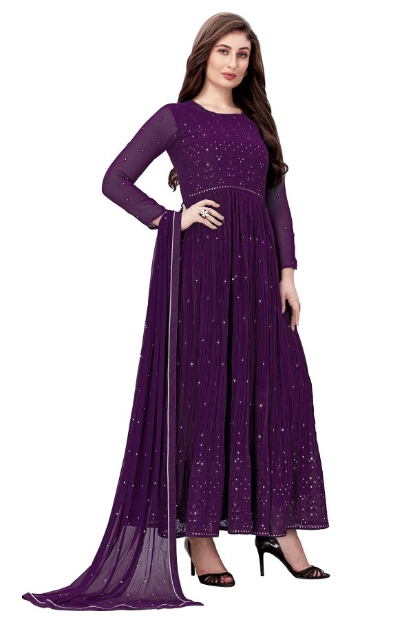 Women's Georgette Embroidery Salwar Suit Anarkali Kurta Set with Dupatta