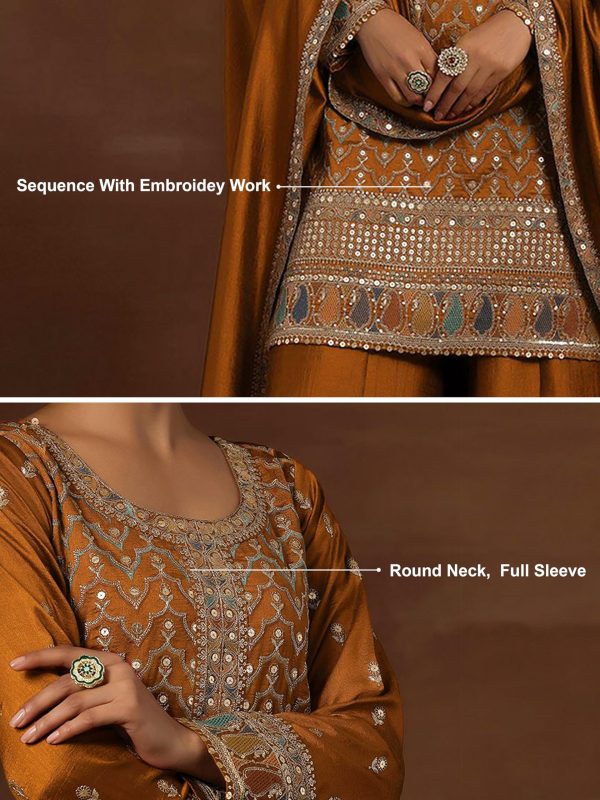 Women's Silk Blend Embroidery Anarkali Kurta Pant Set with Dupatta Salwar Suit Set for Women