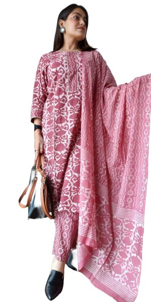 Indian Stylish Black Summer Wear Cotton Suits With Hand Block Print Work For Woman 6448 (2, M)