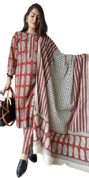 Indian Stylish Black Summer Wear Cotton Suits With Hand Block Print Work For Woman 6448 (5, XL)