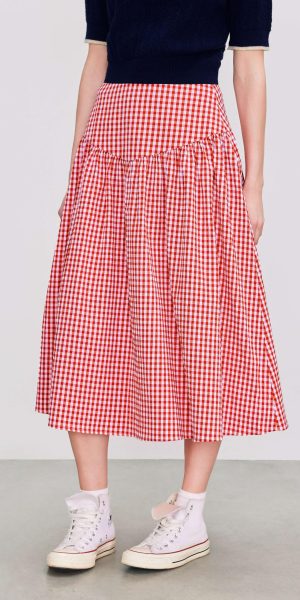 Gingham Long Skirts for Women Maxi Plaid Skirt A Line High Waist Summer Skirts Casual Trendy 2025