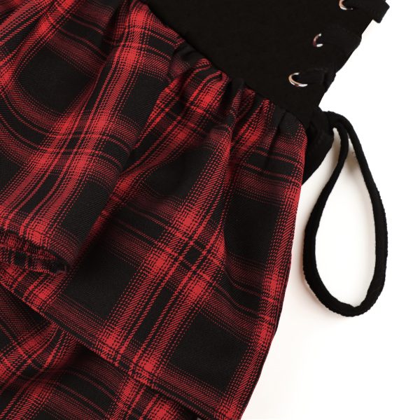 Womens Gothic Skirt Y2k 2000s Girl Mall Goth Punk Skirts High Waist Lace-Up Ruffle Fairy Grunge Mini Skirts