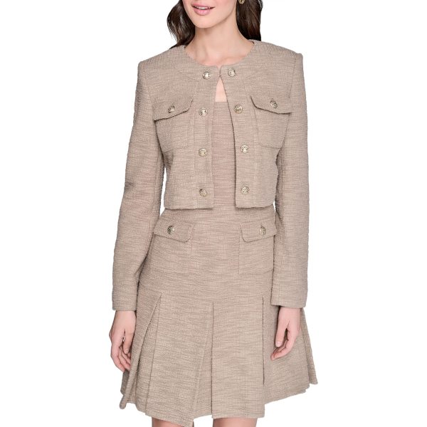 Women's Crop Stretch Texture Long Sleeve Jacket
